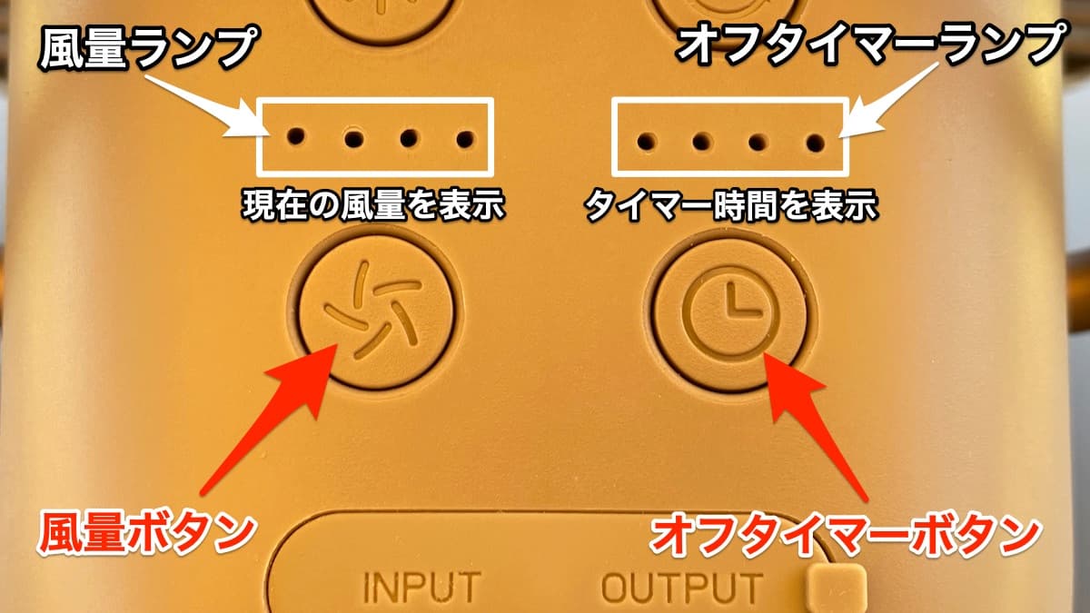 HAGOOGI キャンプ扇風機  ボタン配置2